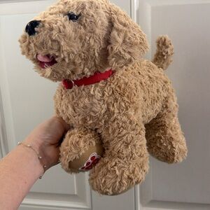Build-A-Bear Tan Fluffy Dog with Red Collar